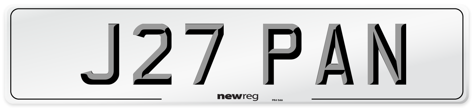J27 PAN Number Plate from New Reg